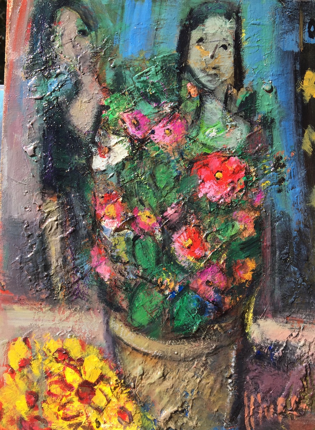 "Vaso fiori e donne" - inches 16x12 - Mura Emanuele