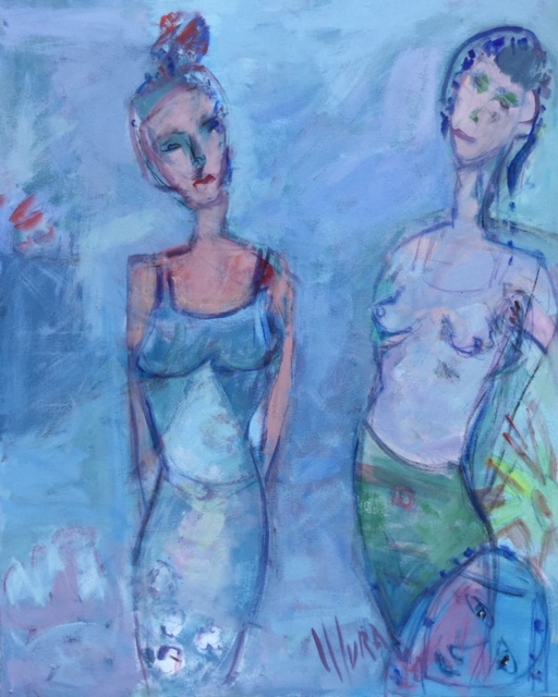 "Due donne e volto" - inches 39x31 - Mura Emanuele