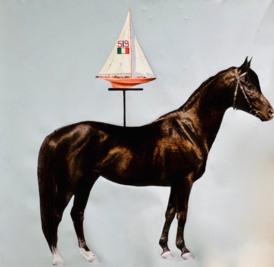 "Horse & sailboat" - inches 47x47 - Schofield Anke
